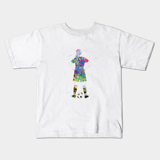 Soccer Player Girl Kids T-Shirt by erzebeth